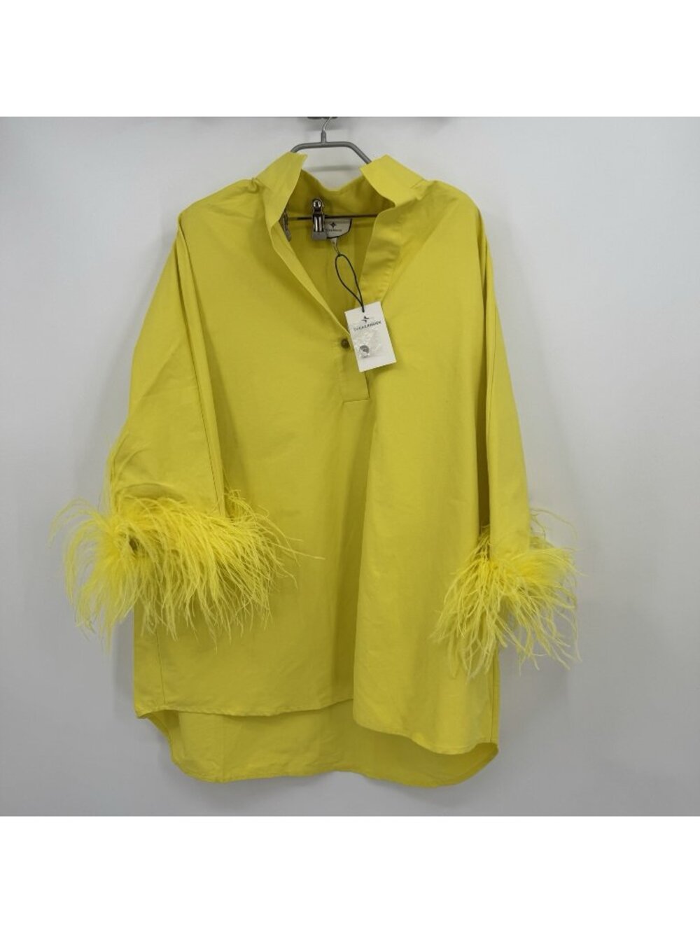 Tuckernuck Citron Feather Willow Blouse size XL Oversized Top 3/4 Sleeve NWT